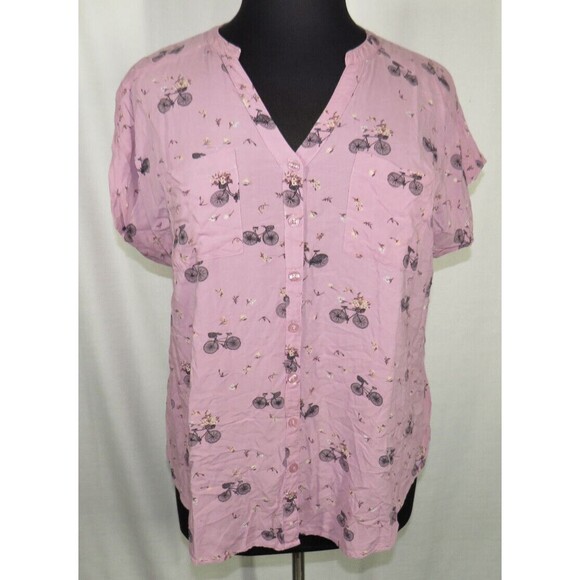Torrid Women's Pink Bicycle Floral Print Dolman Sleeve Challis Blouse Plus 1X - Picture 3 of 14